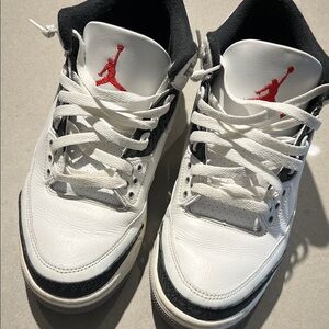 Air Jordan 3 Men's White, Black, and Red Sneakers